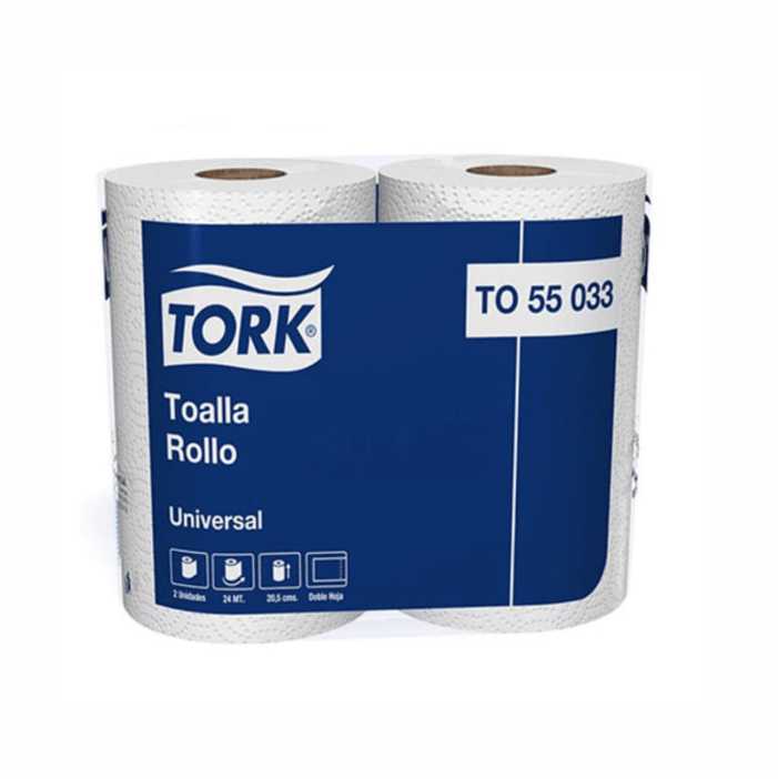 TOALLA DE PAPEL TORK DOBLE HOJA PREPICADA 24 MTS X 2 ROLLOS